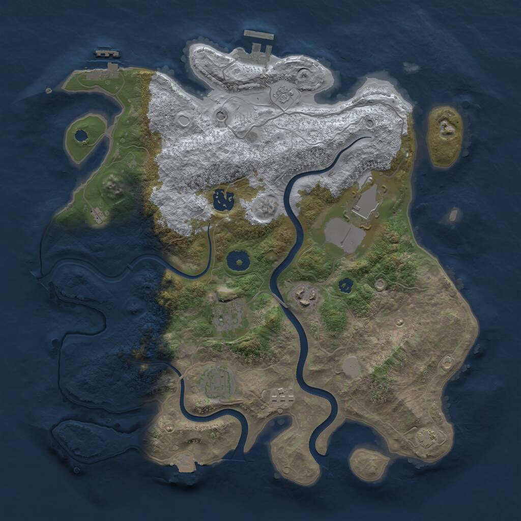 Rust Map: Procedural Map, Size: 3500, Seed: 26415, 12 Monuments