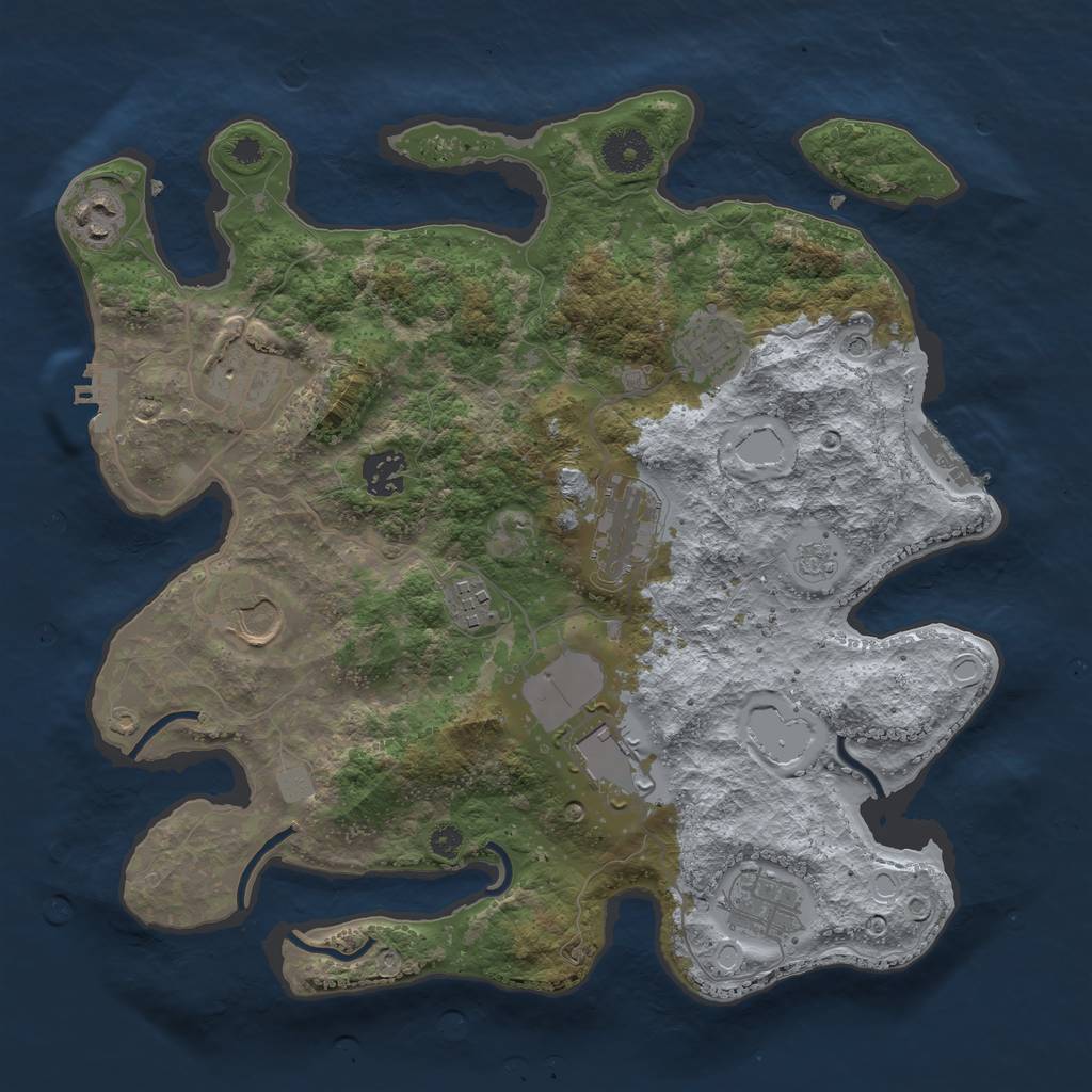 Rust Map: Procedural Map, Size: 3500, Seed: 1858385548, 18 Monuments