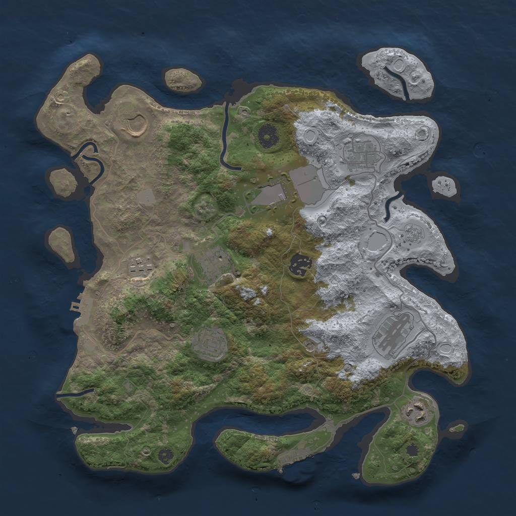 Rust Map: Procedural Map, Size: 3500, Seed: 1558711671, 18 Monuments