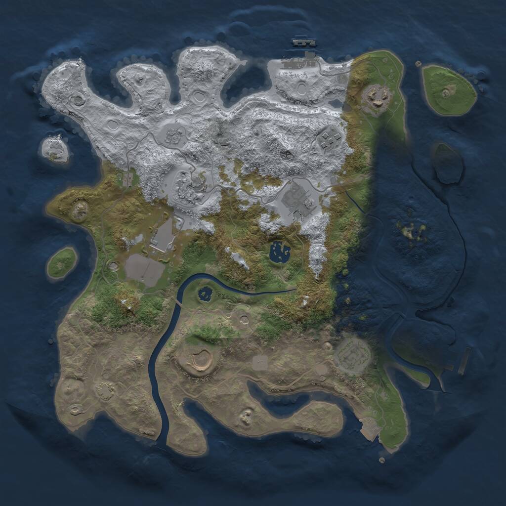 Rust Map: Procedural Map, Size: 3500, Seed: 2037284287, 14 Monuments
