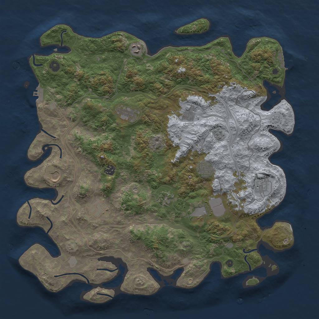 Rust Map: Procedural Map, Size: 4500, Seed: 282408494, 20 Monuments