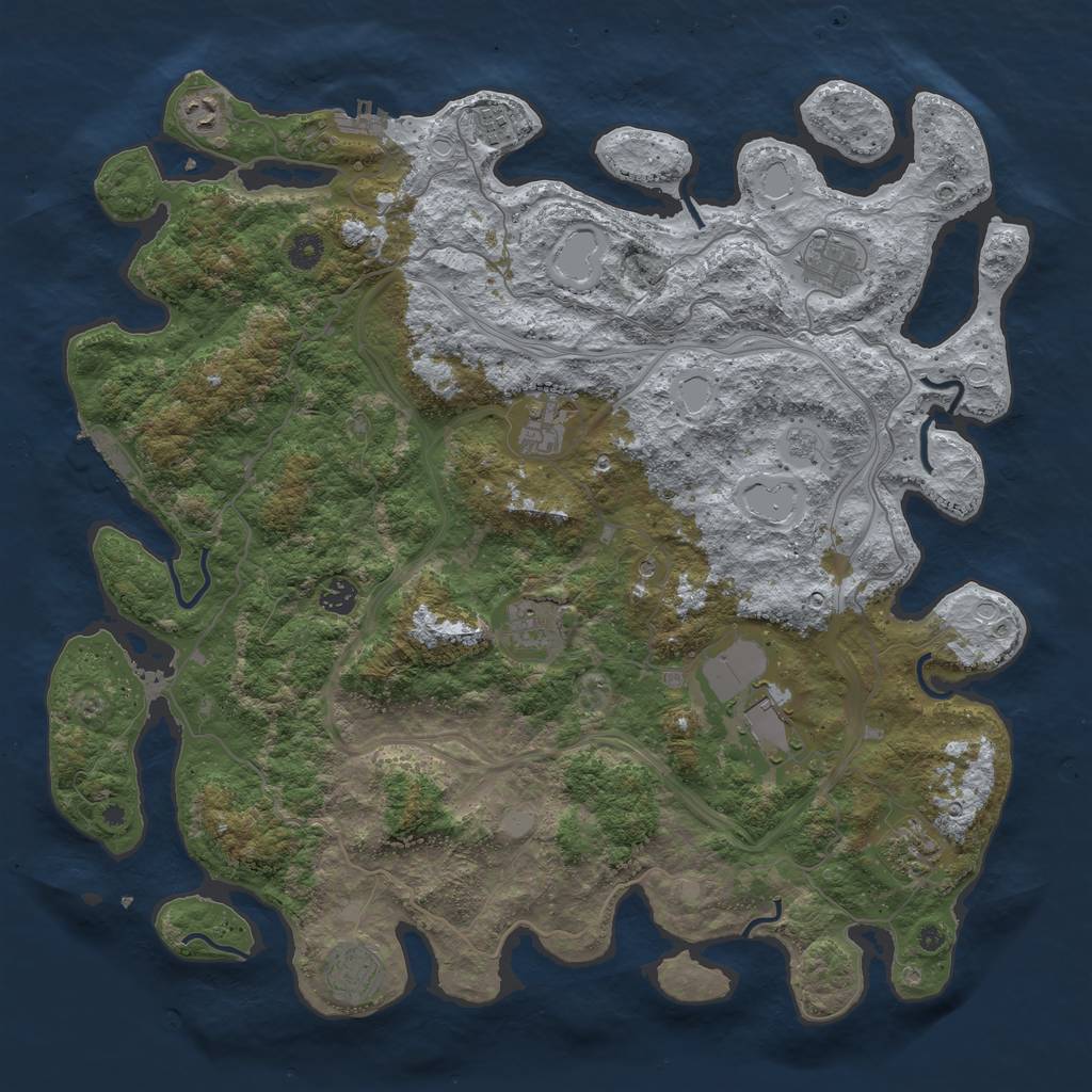 Rust Map: Procedural Map, Size: 4500, Seed: 249208136, 18 Monuments