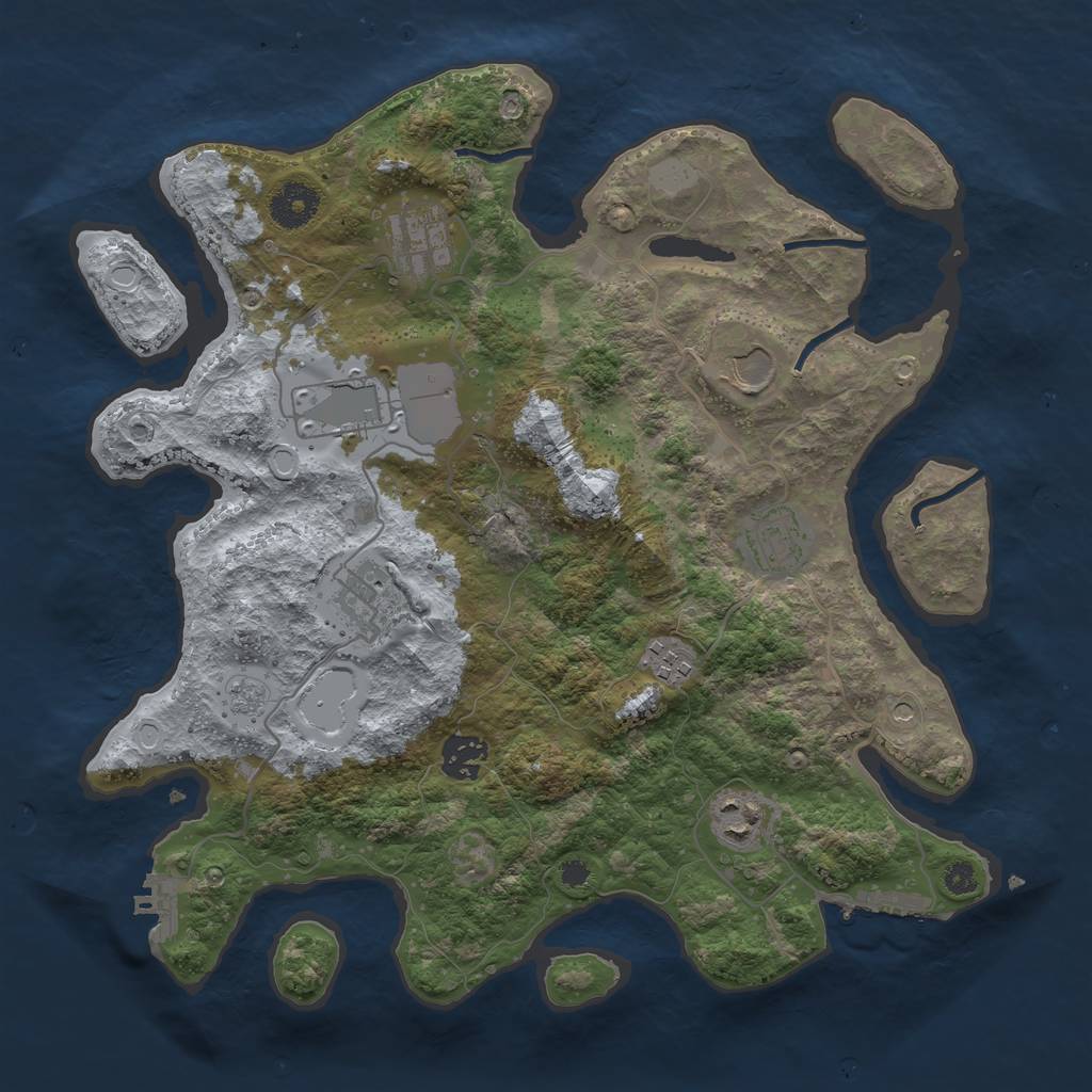Rust Map: Procedural Map, Size: 3500, Seed: 190021, 17 Monuments