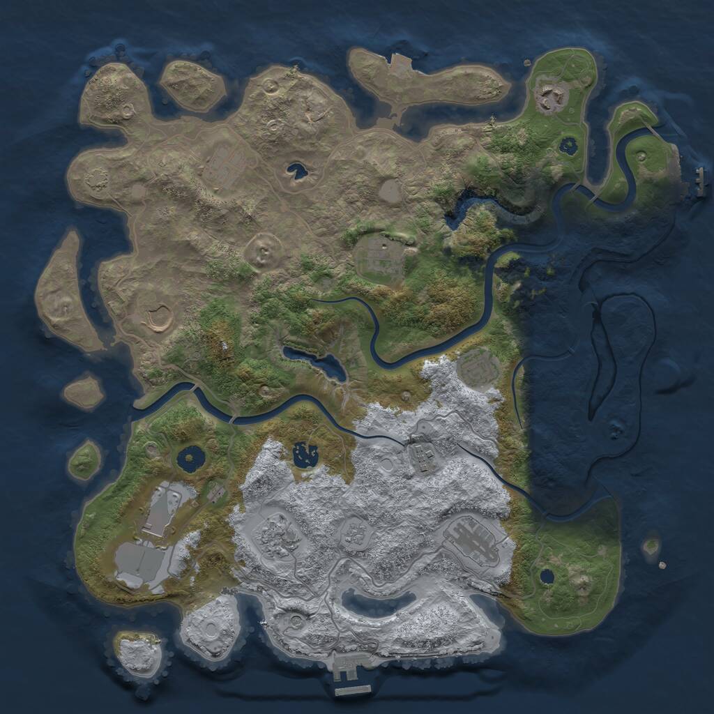 Rust Map: Procedural Map, Size: 4000, Seed: 113677862, 16 Monuments