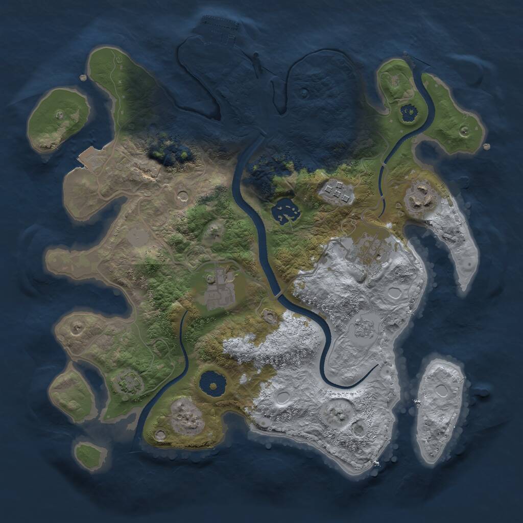 Rust Map: Procedural Map, Size: 3000, Seed: 1939434912, 10 Monuments