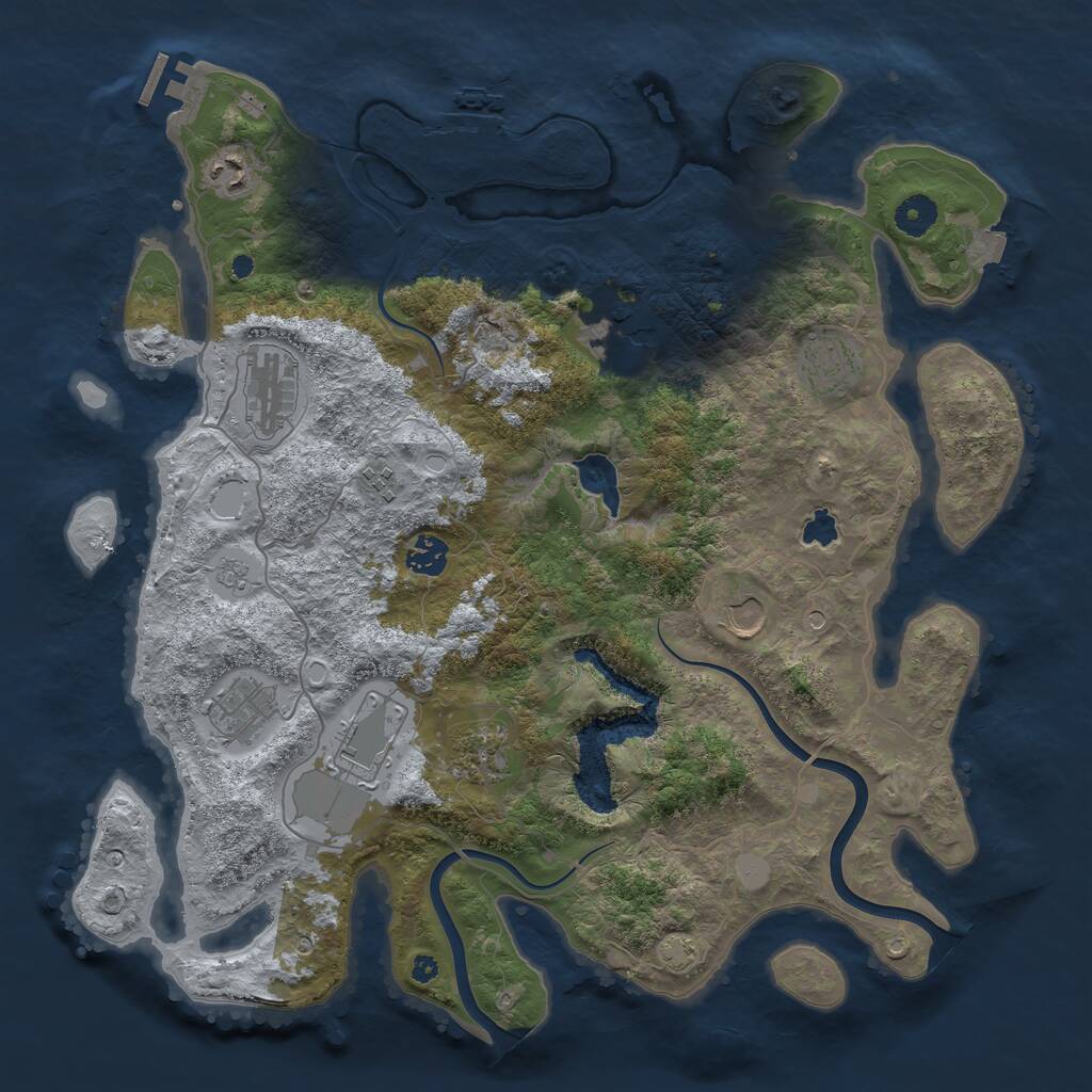 Rust Map: Procedural Map, Size: 4000, Seed: 46943, 16 Monuments