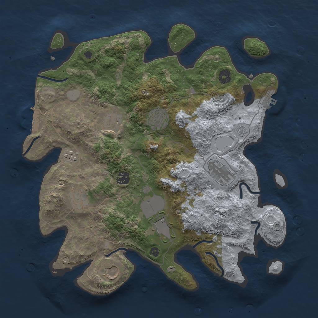 Rust Map: Procedural Map, Size: 3500, Seed: 434963767, 17 Monuments