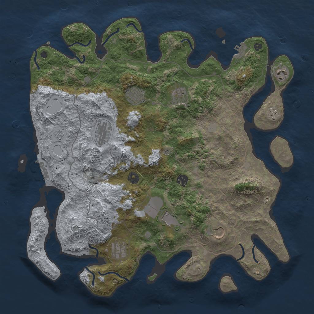 Rust Map: Procedural Map, Size: 4000, Seed: 161313873, 18 Monuments