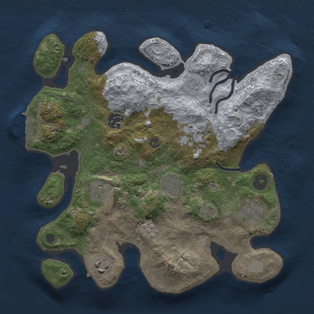 Rust Map: Procedural Map, Size: 3000, Seed: 760795499, 14 Monuments