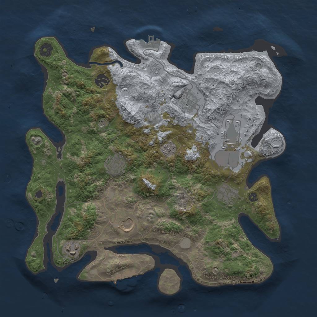 Rust Map: Procedural Map, Size: 3500, Seed: 655556565, 17 Monuments