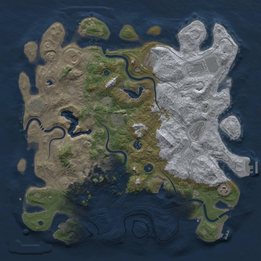 Rust Map: Procedural Map, Size: 4500, Seed: 1387654, 16 Monuments