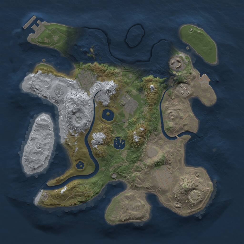 Rust Map: Procedural Map, Size: 3000, Seed: 2449045, 11 Monuments