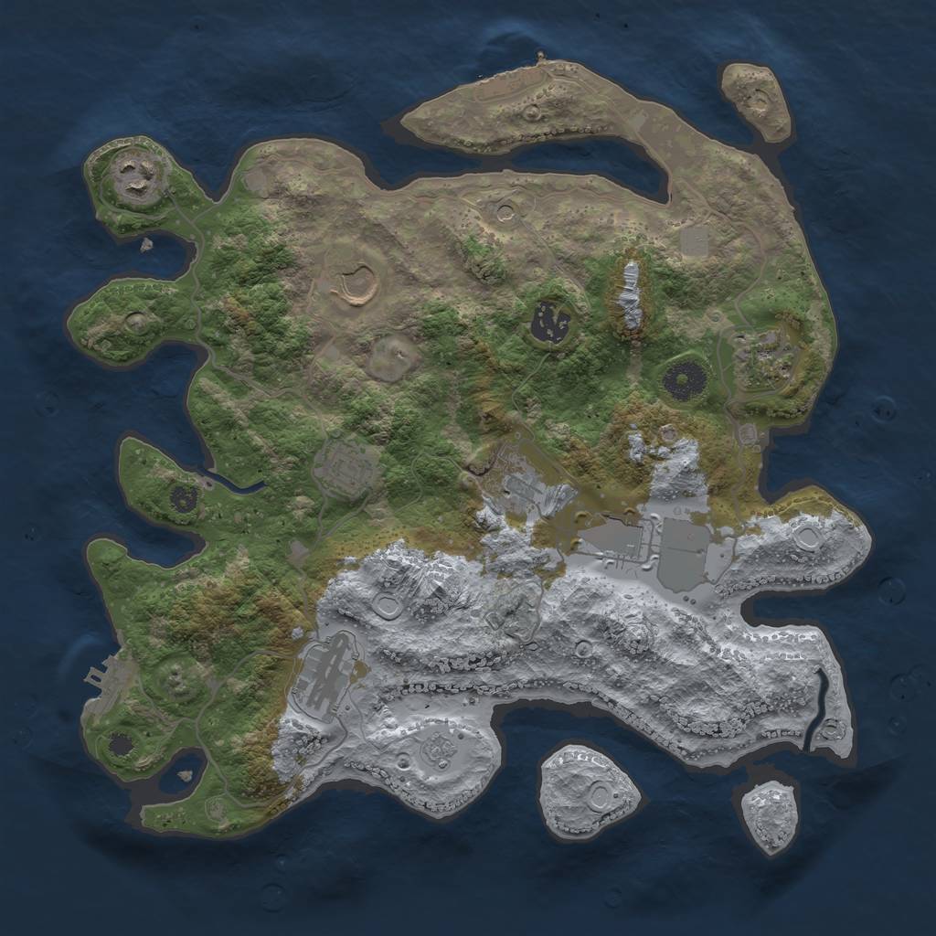 Rust Map: Procedural Map, Size: 3500, Seed: 4590862, 17 Monuments