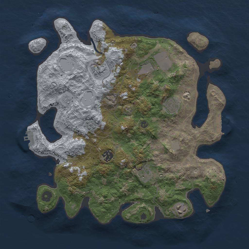 Rust Map: Procedural Map, Size: 3500, Seed: 31578943, 16 Monuments