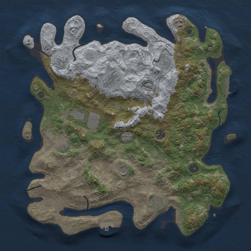 Rust Map: Procedural Map, Size: 4096, Seed: 1714459053, 19 Monuments