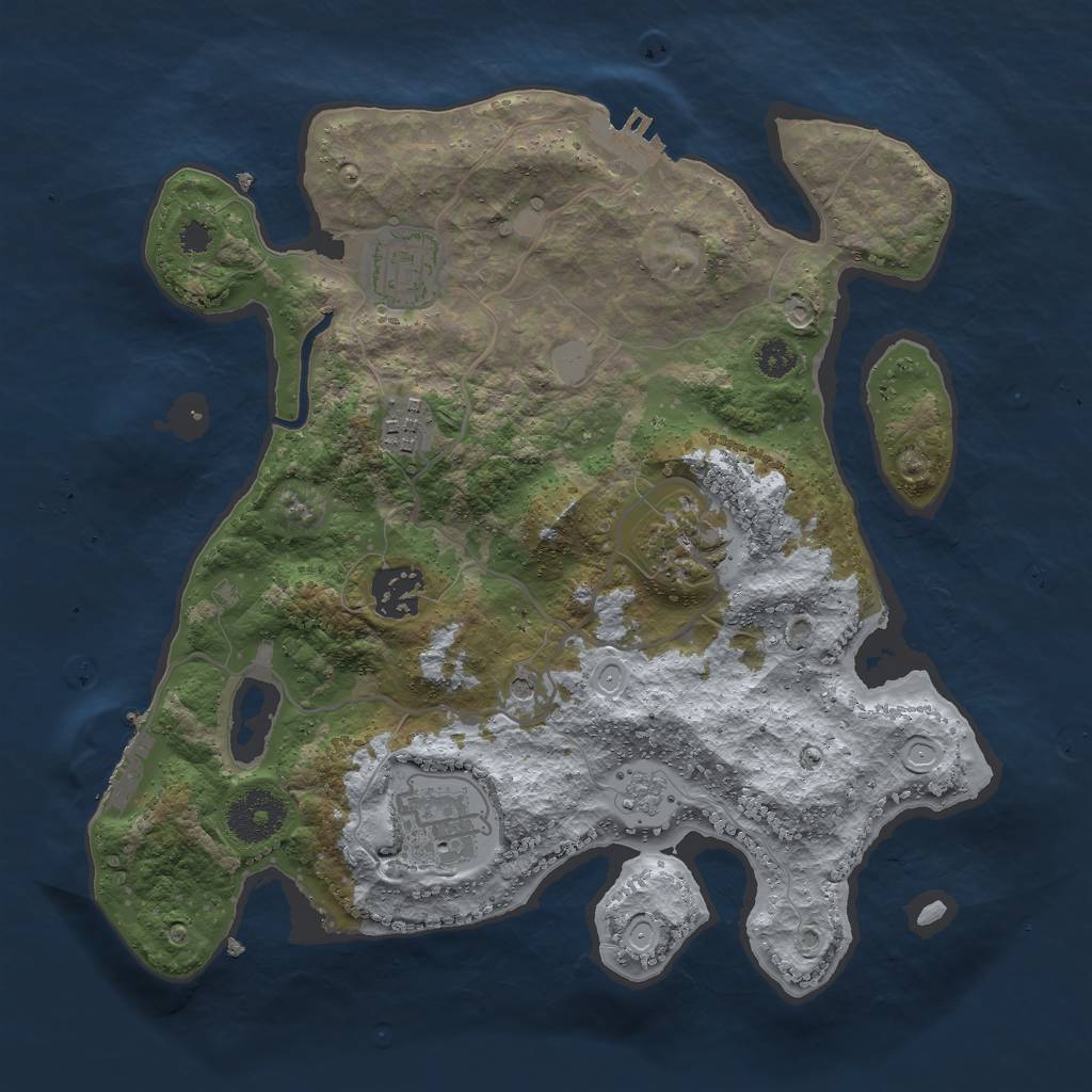 Rust Map: Procedural Map, Size: 3000, Seed: 24020, 14 Monuments