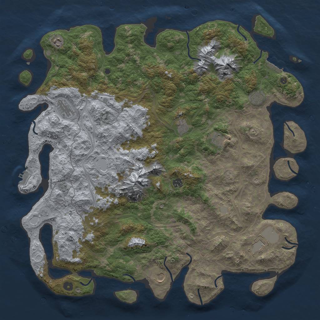 Rust Map: Procedural Map, Size: 5000, Seed: 125864, 18 Monuments
