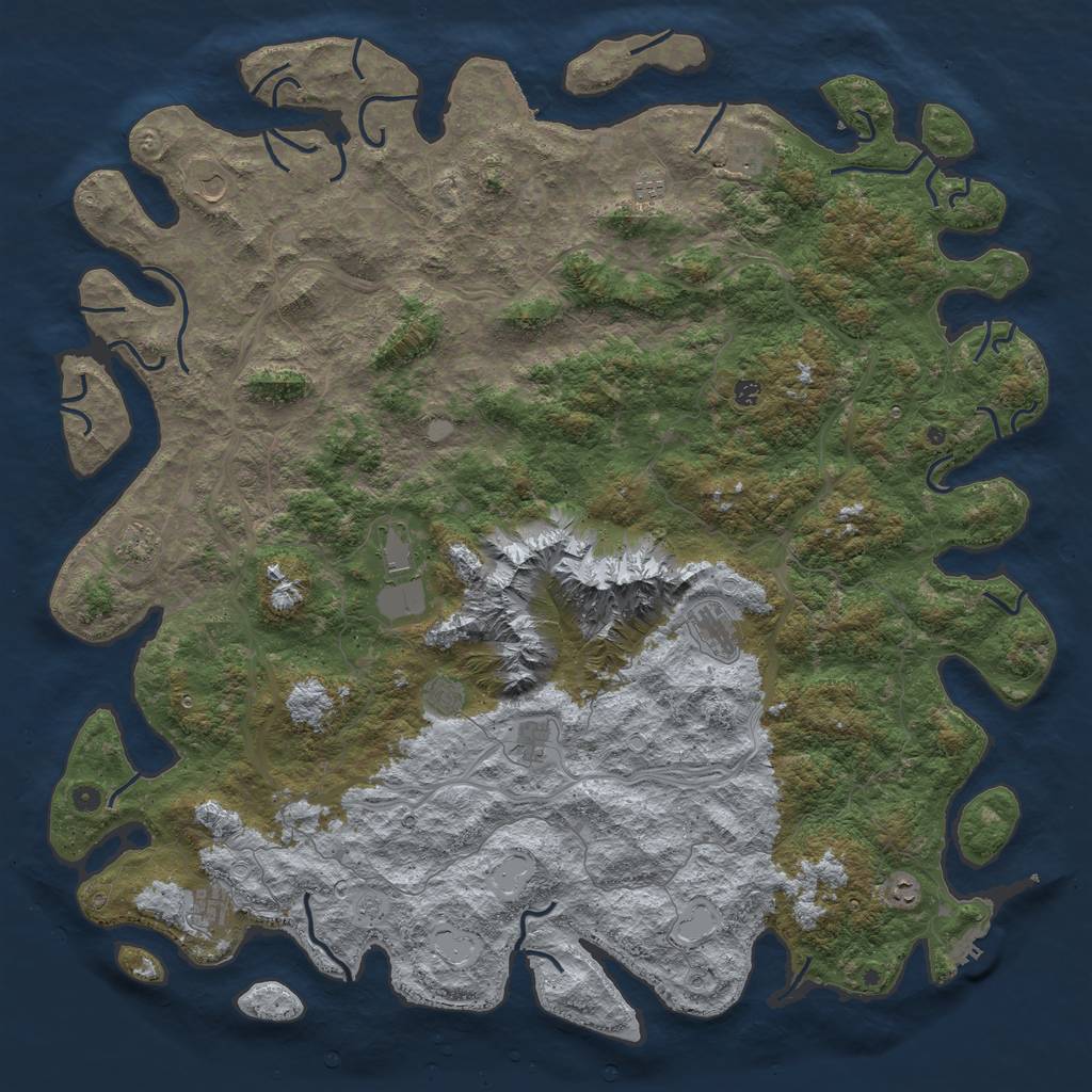 Rust Map: Procedural Map, Size: 6000, Seed: 658115112, 20 Monuments