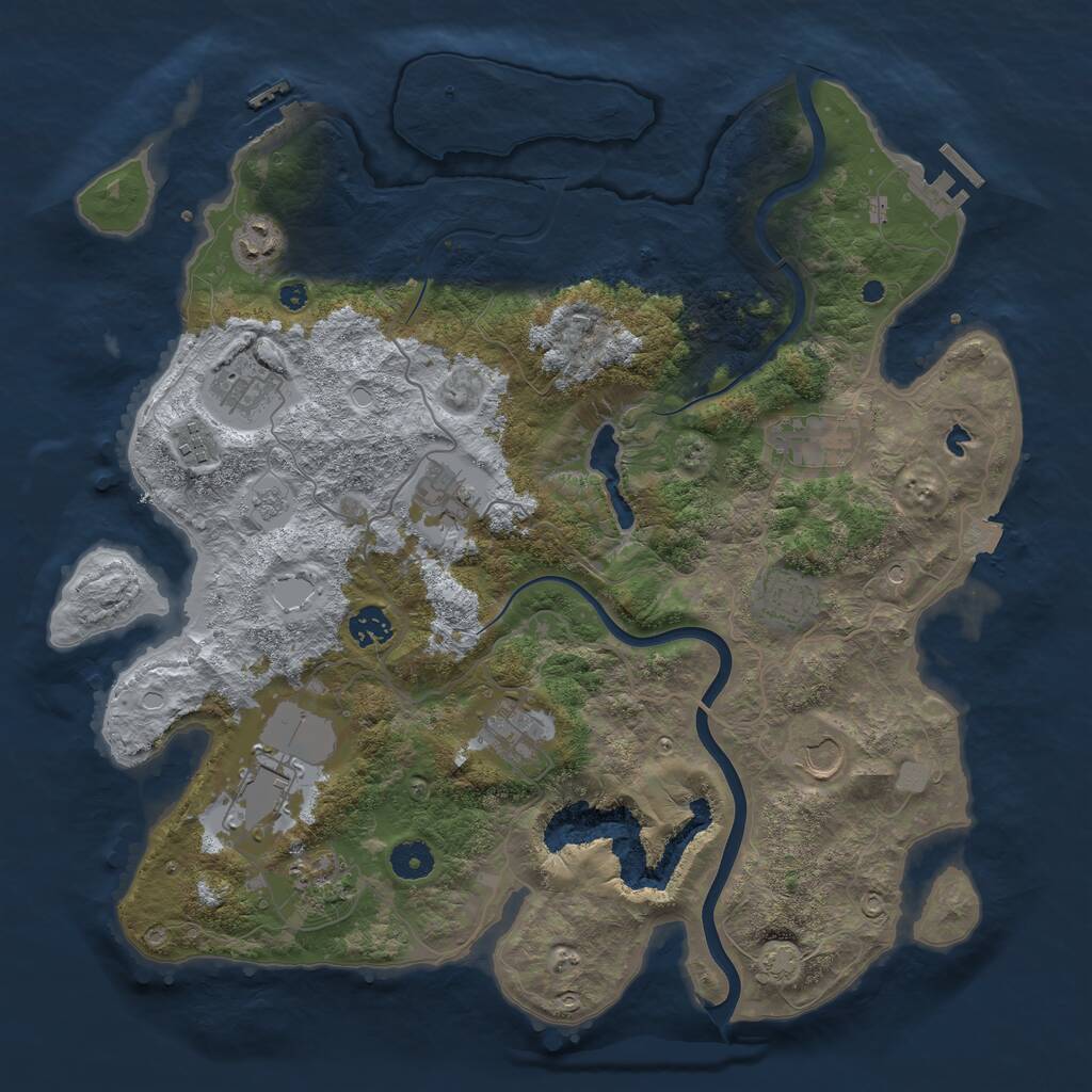 Rust Map: Procedural Map, Size: 4000, Seed: 543543534, 17 Monuments