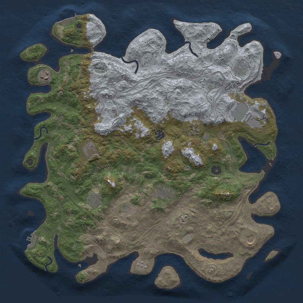 Rust Map: Procedural Map, Size: 4500, Seed: 334281246, 20 Monuments
