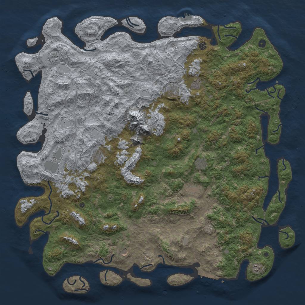 Rust Map: Procedural Map, Size: 6000, Seed: 553685221, 20 Monuments