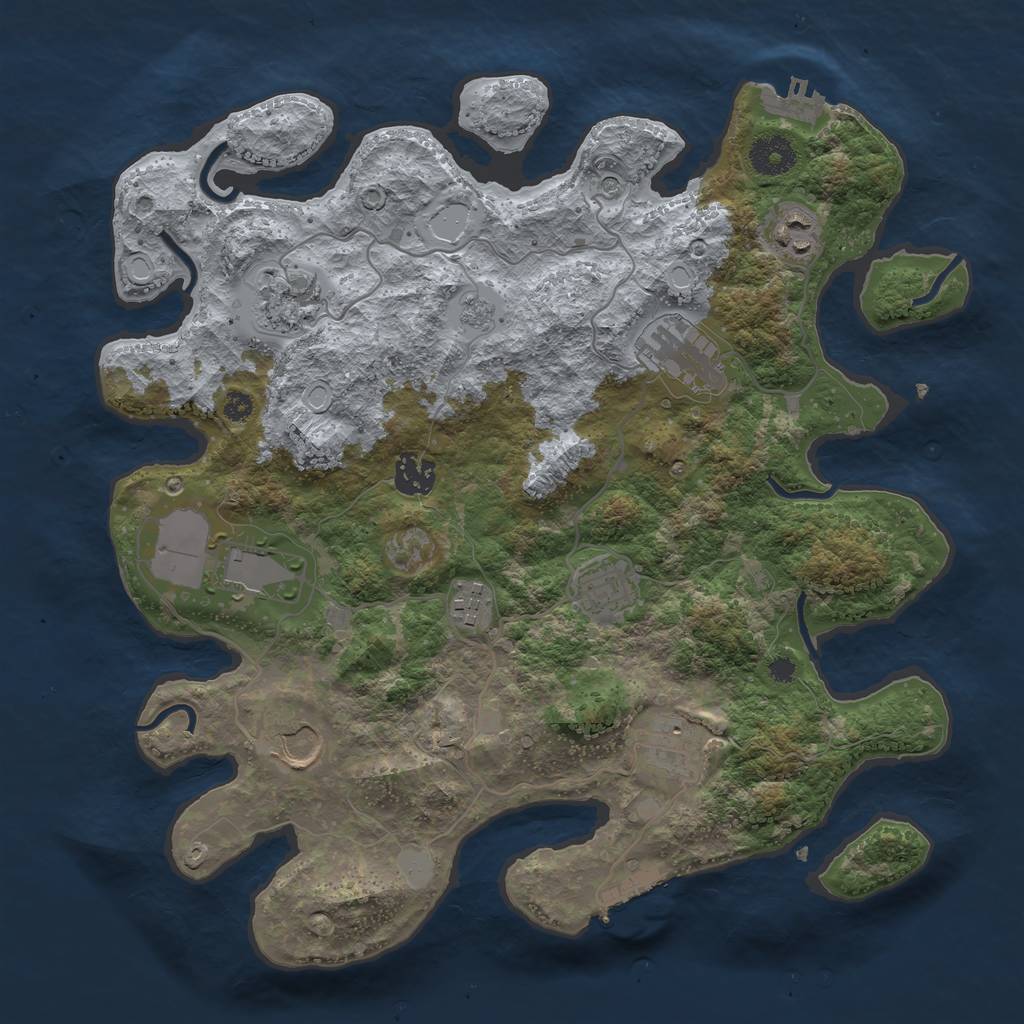 Rust Map: Procedural Map, Size: 3550, Seed: 777777, 18 Monuments
