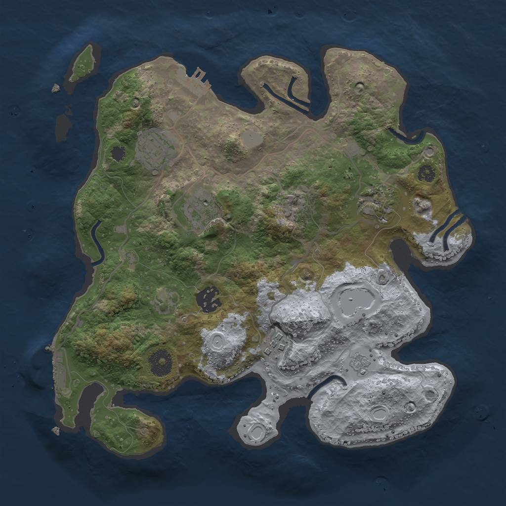 Rust Map: Procedural Map, Size: 3000, Seed: 54536431, 13 Monuments