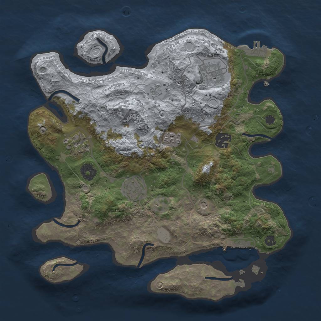 Rust Map: Procedural Map, Size: 3000, Seed: 2448822, 14 Monuments
