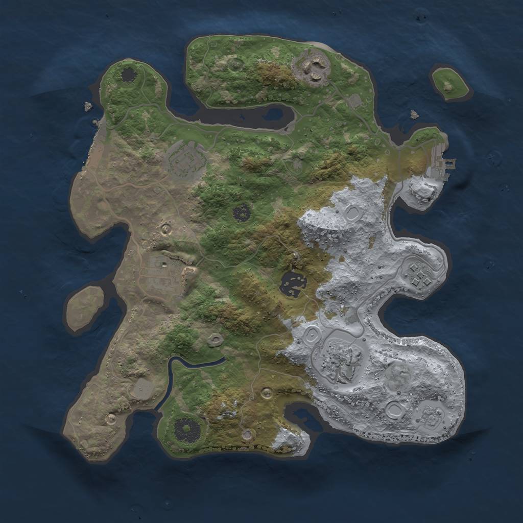 Rust Map: Procedural Map, Size: 3000, Seed: 694422, 12 Monuments