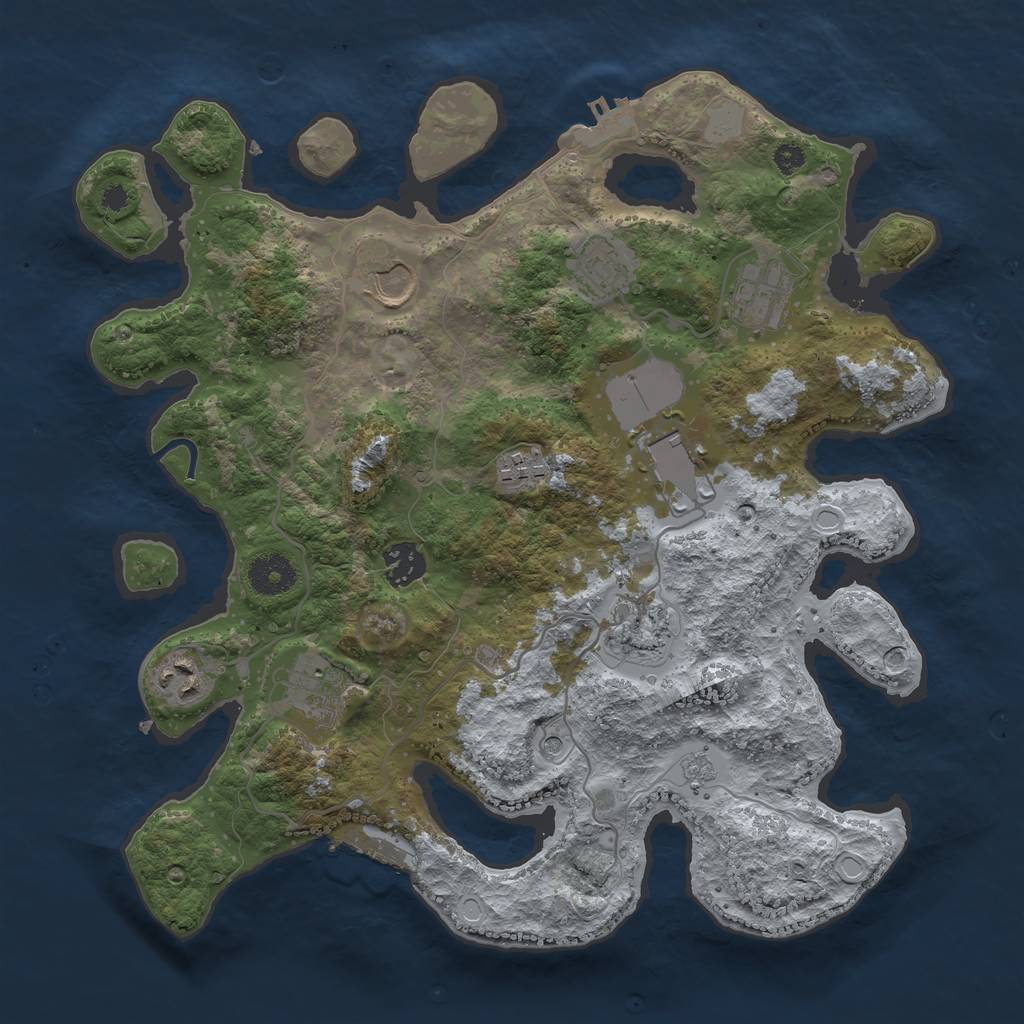 Rust Map: Procedural Map, Size: 3500, Seed: 5252523, 18 Monuments
