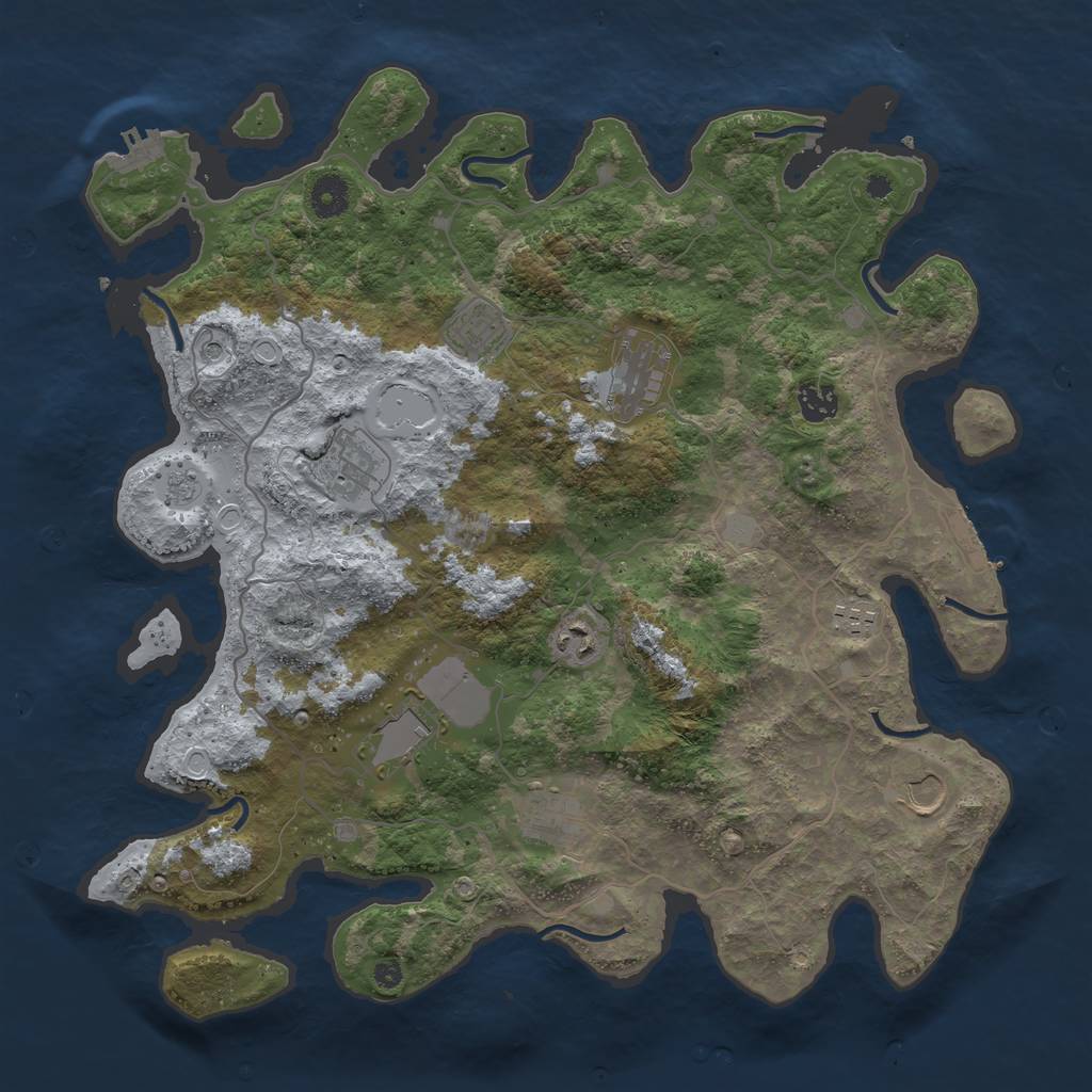 Rust Map: Procedural Map, Size: 4000, Seed: 791104, 18 Monuments