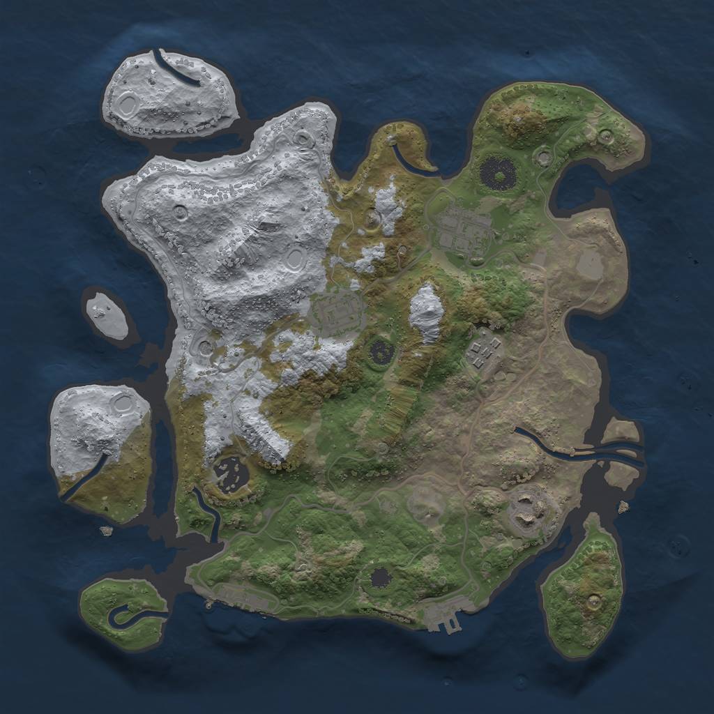Rust Map: Procedural Map, Size: 3000, Seed: 83468, 13 Monuments