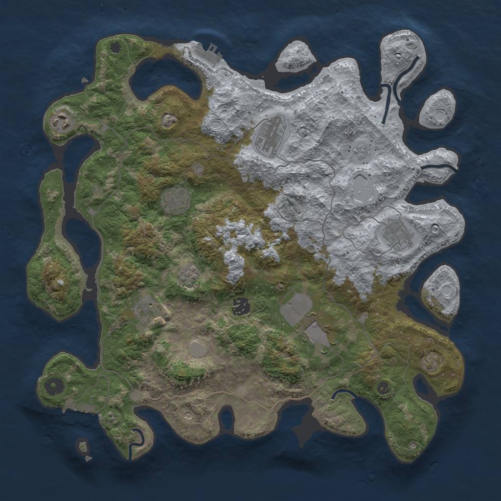 Rust Map: Procedural Map, Size: 4000, Seed: 557350940, 17 Monuments