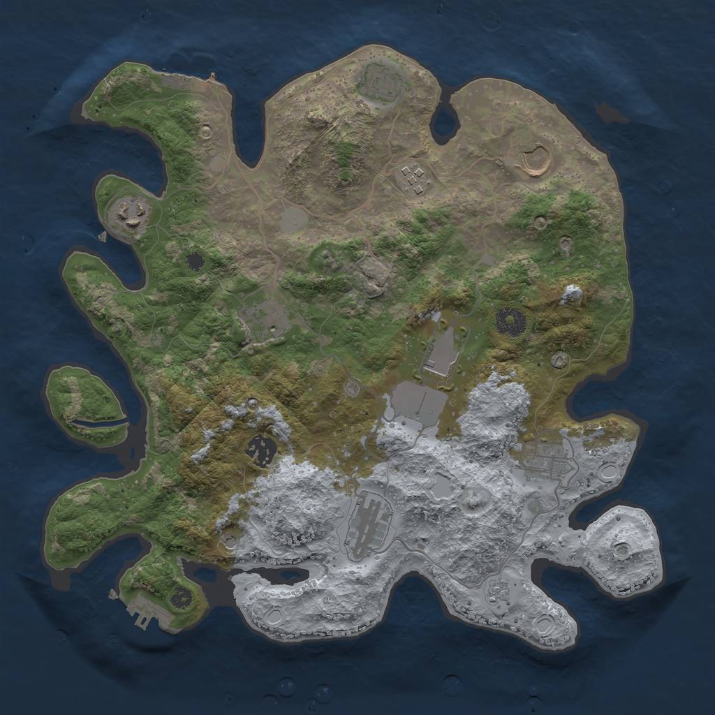 Rust Map: Procedural Map, Size: 3500, Seed: 78603368, 18 Monuments