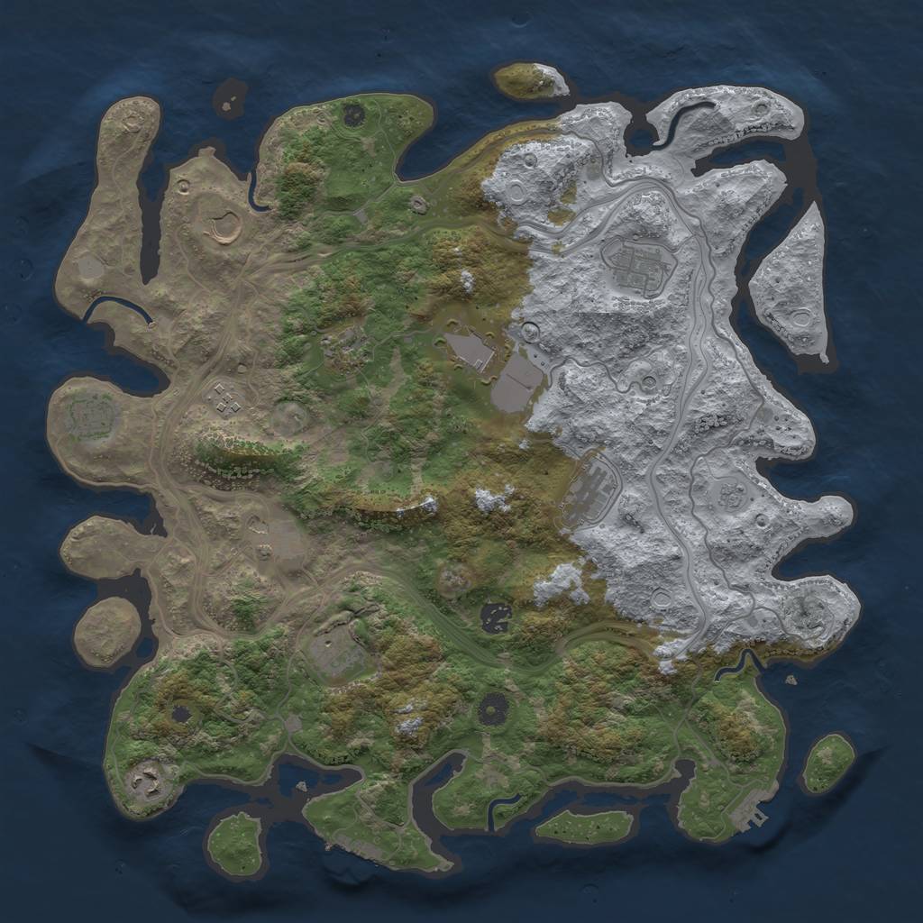 Rust Map: Procedural Map, Size: 4250, Seed: 628636863, 20 Monuments
