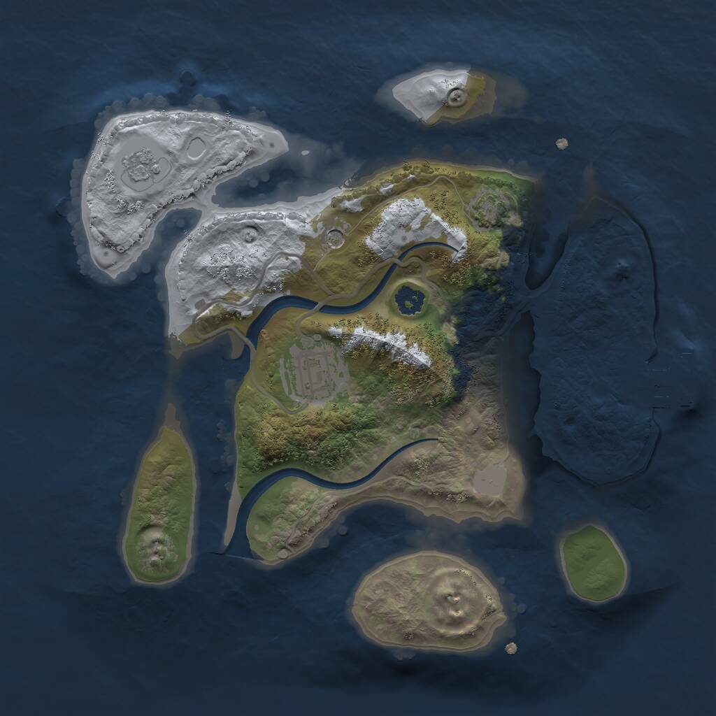 Rust Map: Procedural Map, Size: 2500, Seed: 553685221, 6 Monuments