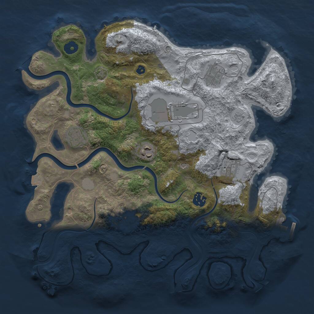 Rust Map: Procedural Map, Size: 3500, Seed: 55453534, 12 Monuments