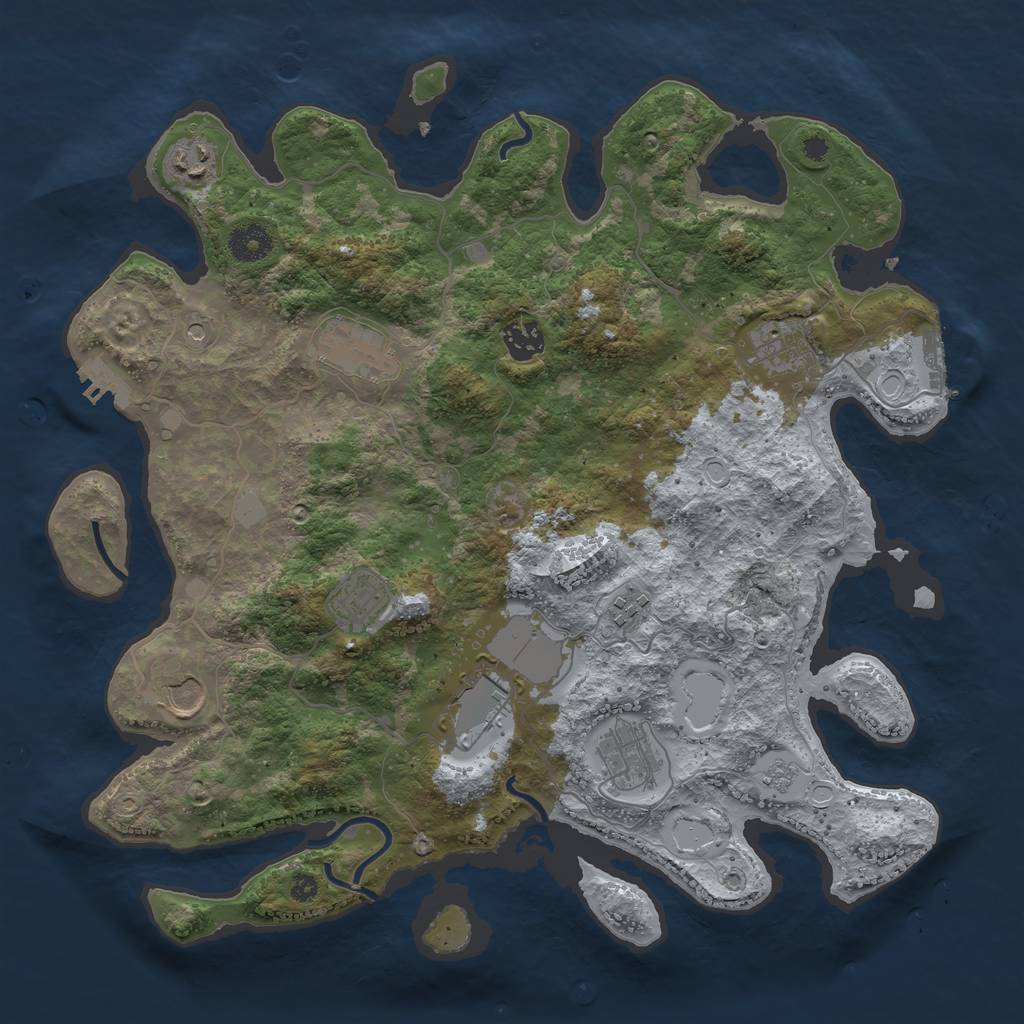 Rust Map: Procedural Map, Size: 3750, Seed: 516515616, 18 Monuments