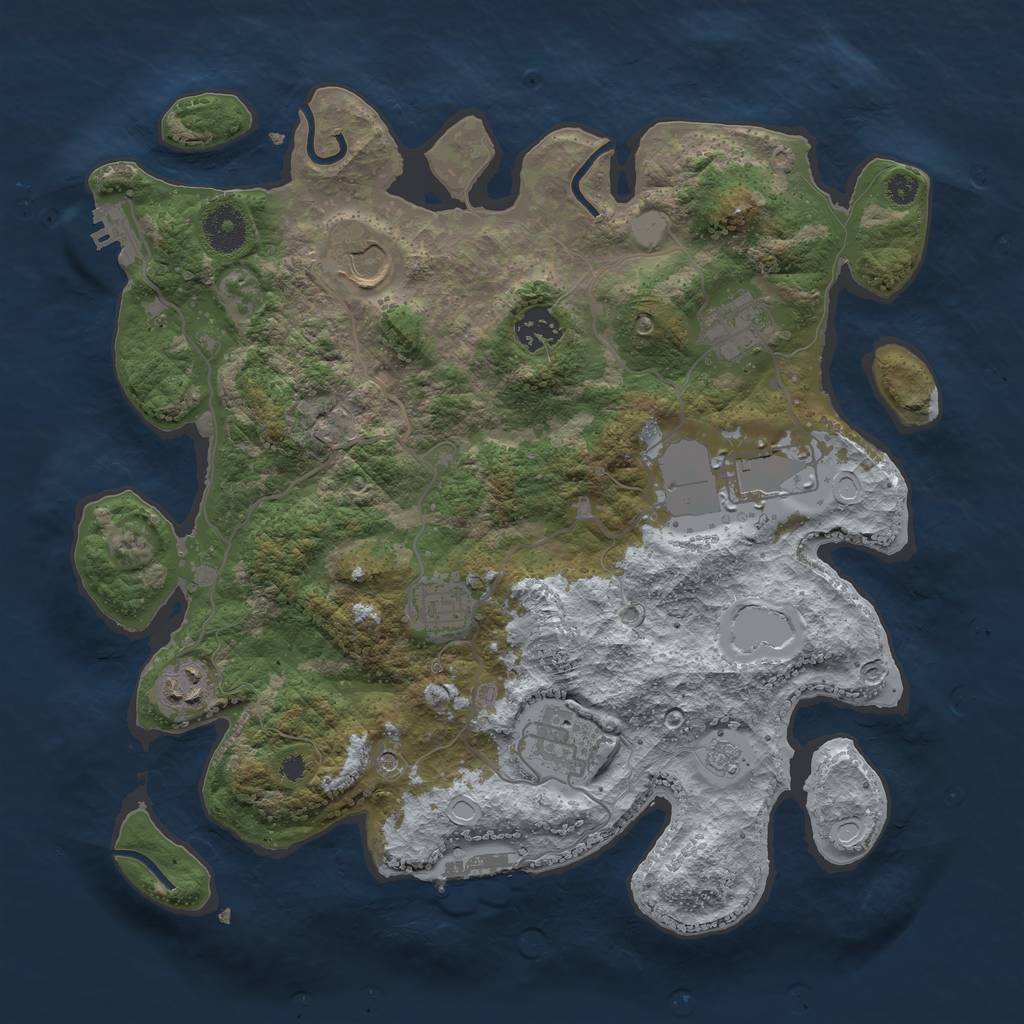 Rust Map: Procedural Map, Size: 3500, Seed: 20556007, 16 Monuments