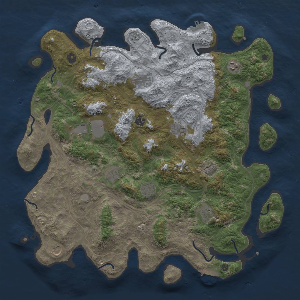 Rust Map: Procedural Map, Size: 4500, Seed: 1820014743, 19 Monuments