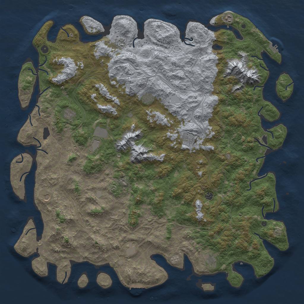 Rust Map: Procedural Map, Size: 6000, Seed: 153618977, 20 Monuments