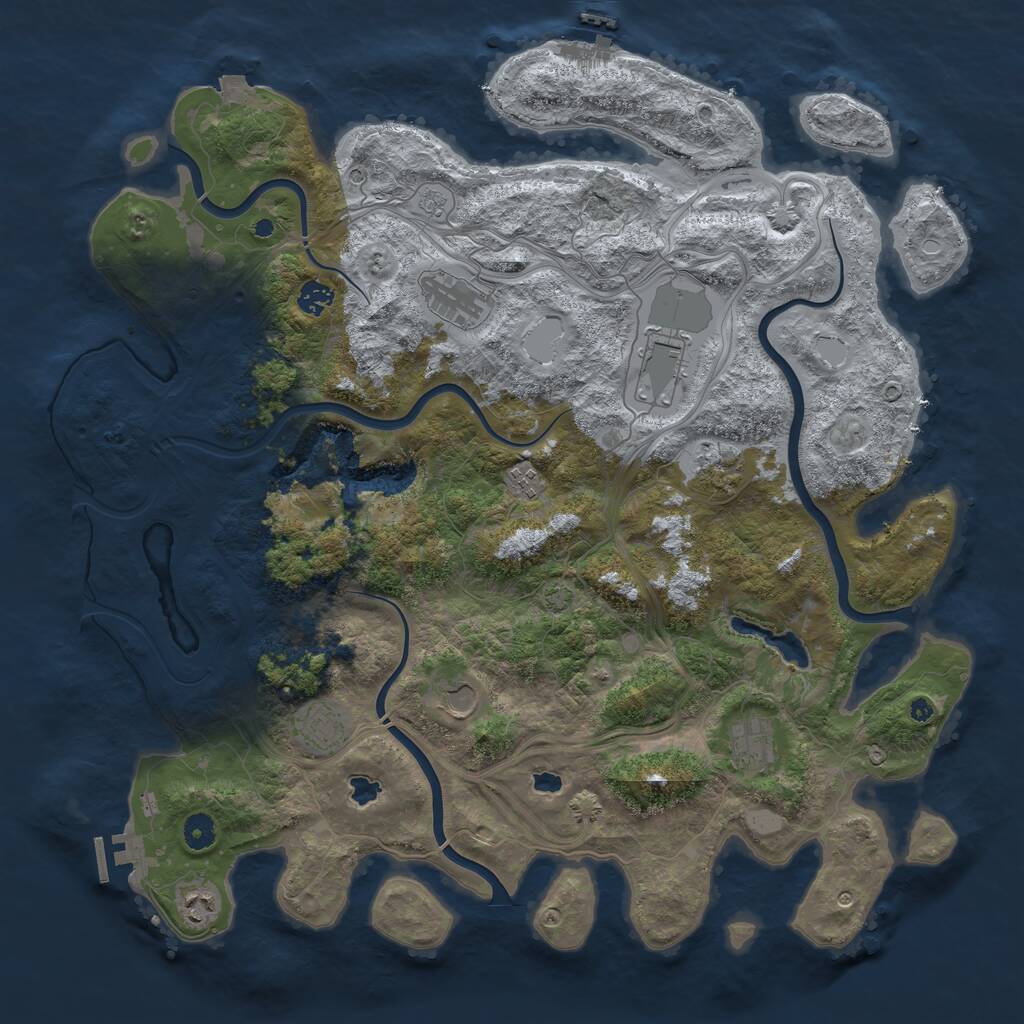 Rust Map: Procedural Map, Size: 4500, Seed: 1285288332, 15 Monuments