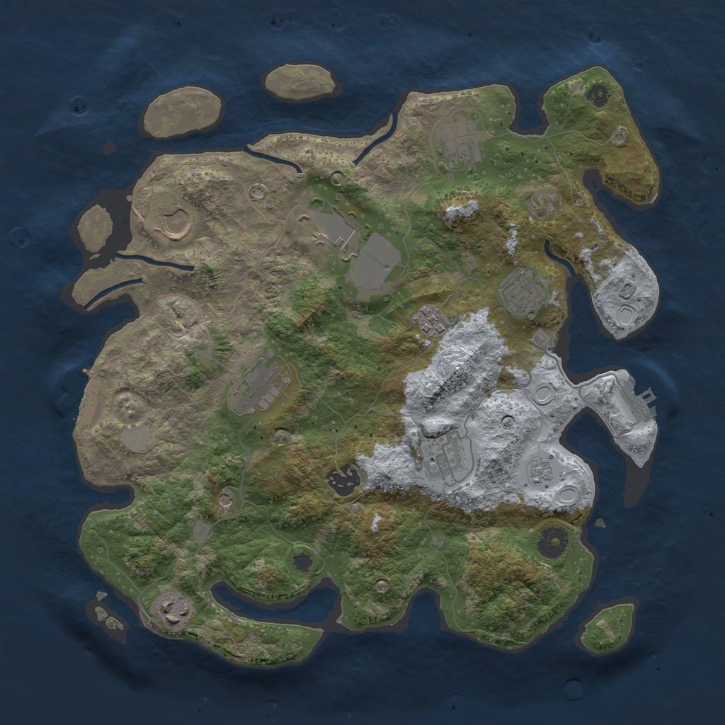 Rust Map: Procedural Map, Size: 3500, Seed: 778775538, 18 Monuments