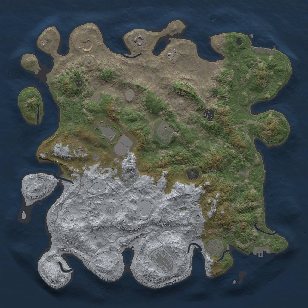 Rust Map: Procedural Map, Size: 4000, Seed: 2049384251, 17 Monuments