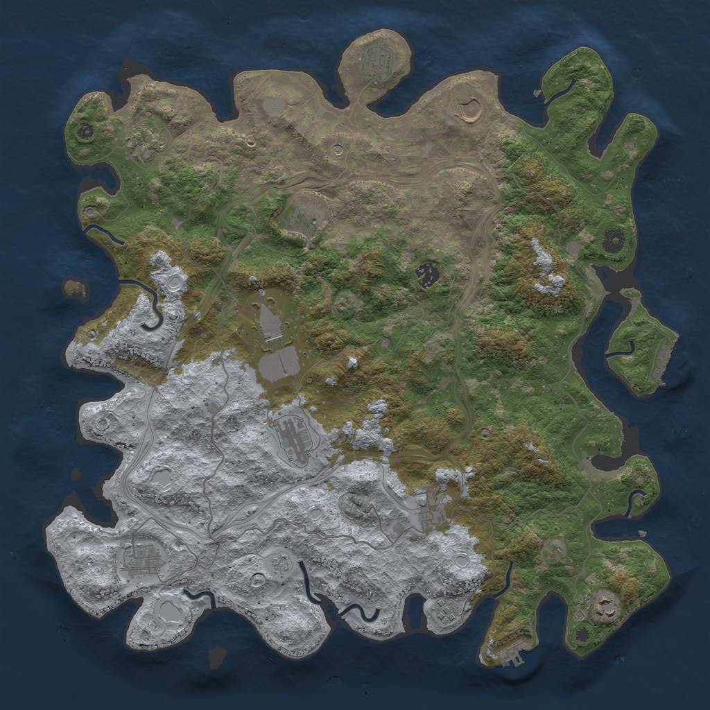 Rust Map: Procedural Map, Size: 4500, Seed: 1596288585, 20 Monuments