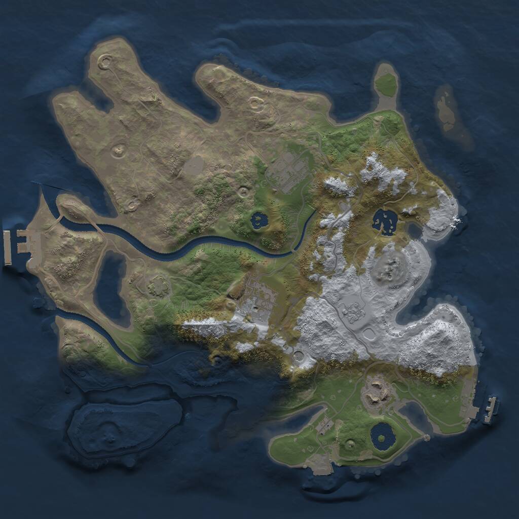 Rust Map: Procedural Map, Size: 3000, Seed: 1535358789, 10 Monuments