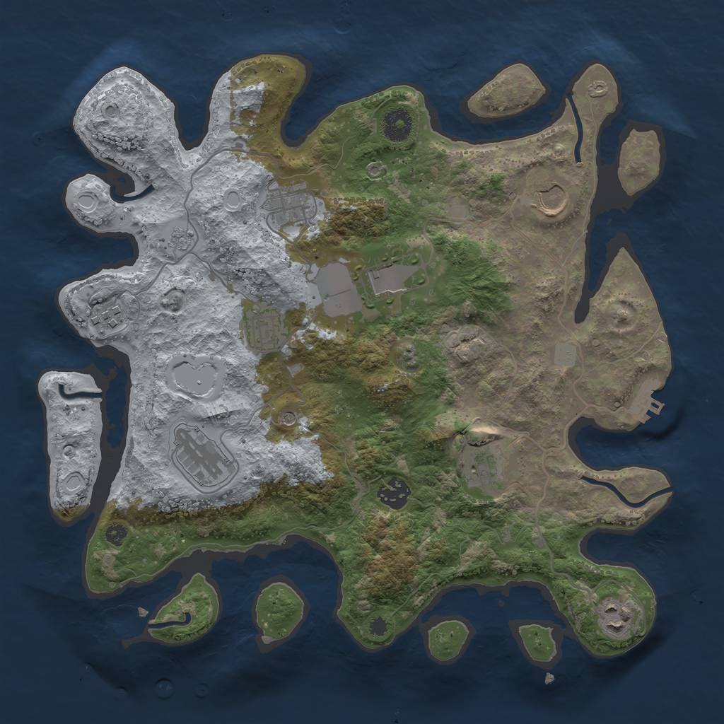 Rust Map: Procedural Map, Size: 3500, Seed: 268766892, 17 Monuments
