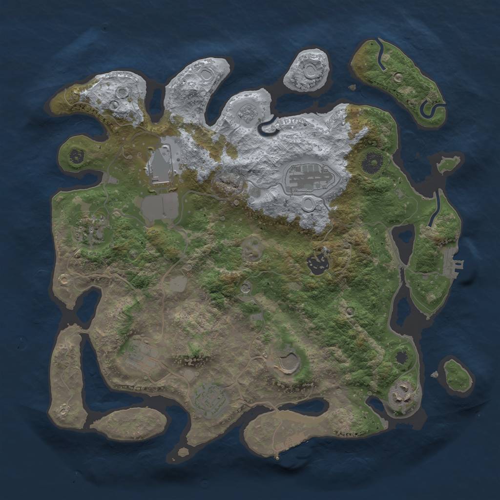 Rust Map: Procedural Map, Size: 3500, Seed: 24712805, 17 Monuments