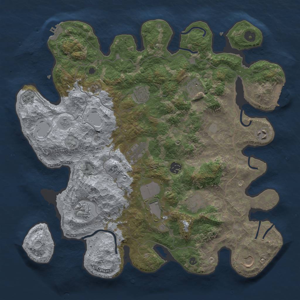 Rust Map: Procedural Map, Size: 4000, Seed: 92431631, 19 Monuments