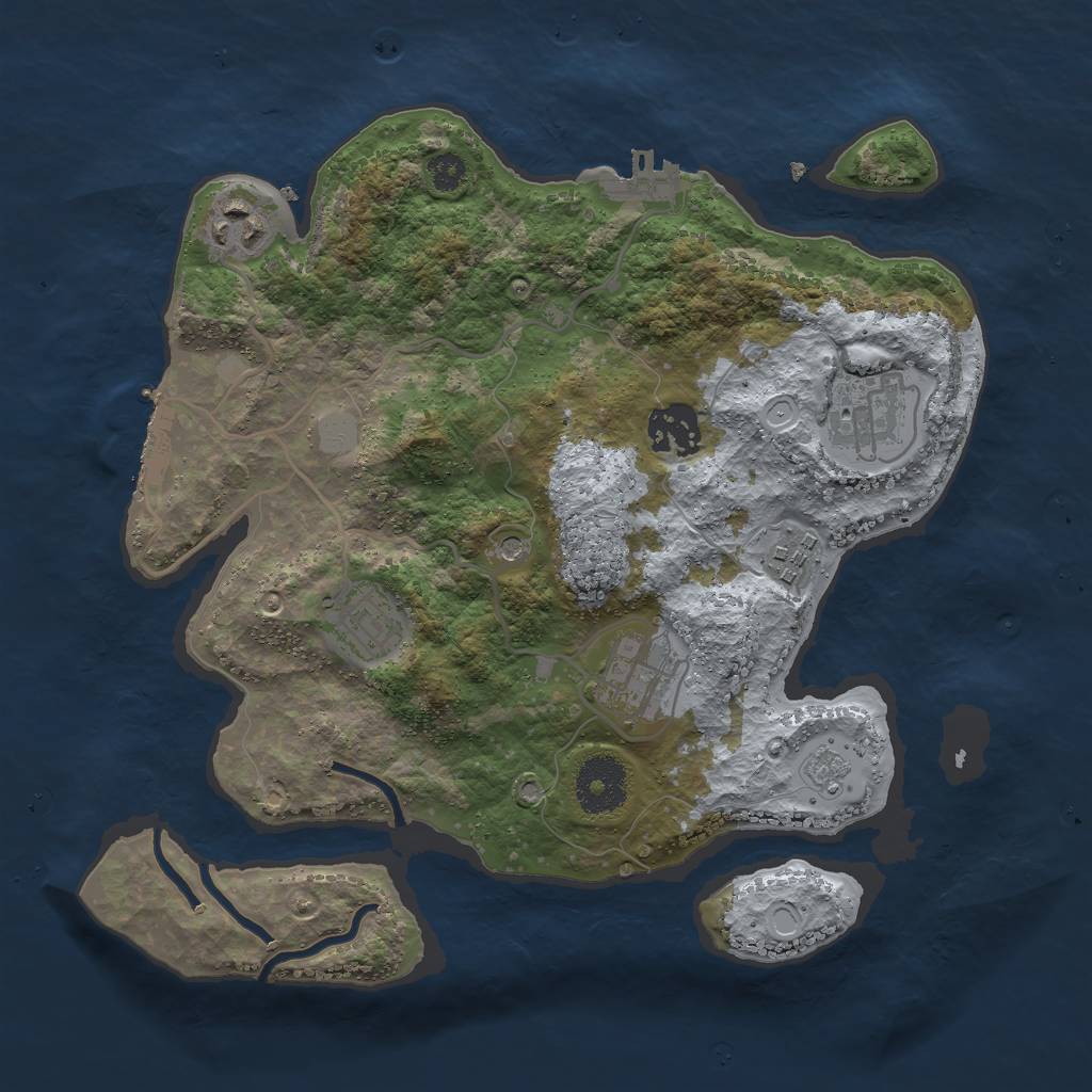 Rust Map: Procedural Map, Size: 3000, Seed: 1815483853, 13 Monuments